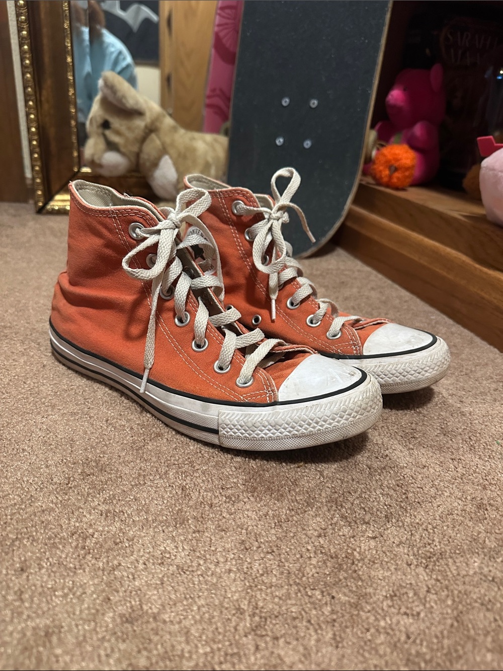 Converse Orange High-Top Canvas Sneakers with White Accents